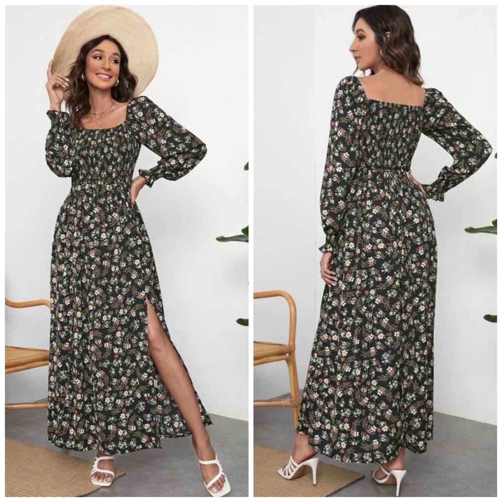 CUTE 🌺 Floral Split-thigh Dress